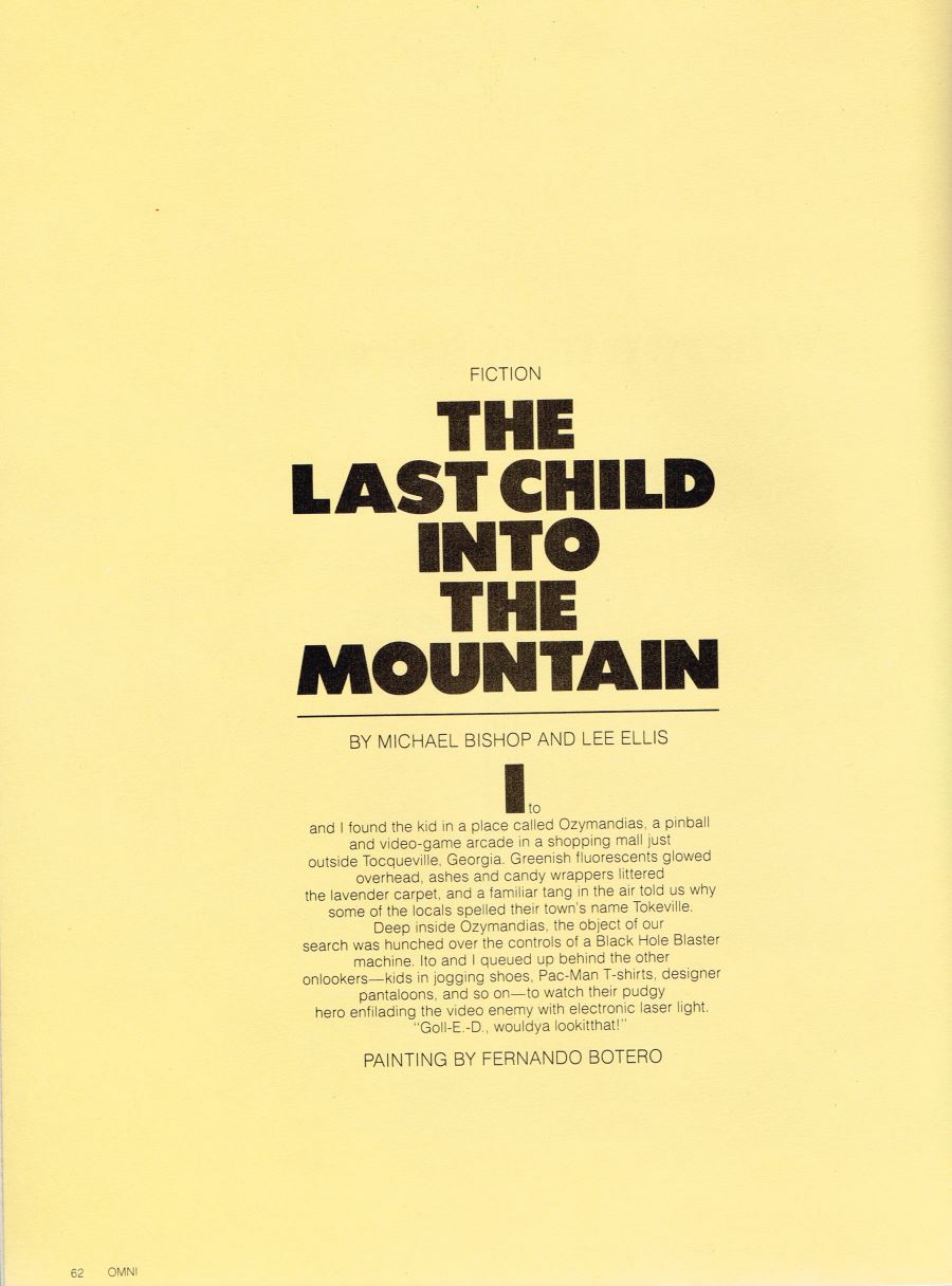 William Flew Omni Magazine <b>Michael Bishop and Lee Ellis The Last Child Into The Mountain page 1